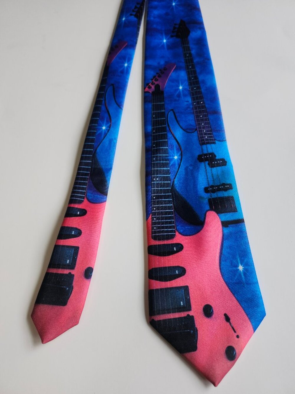 Ralph Marlin Men's Tie Guitars Vintage 1994 Goodell Music 100% Polyester